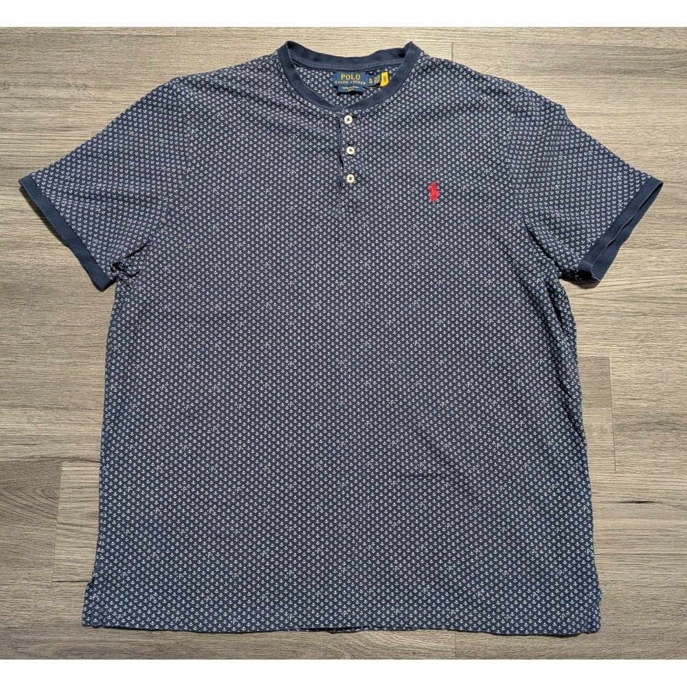 Polo Ralph Lauren Men's Navy Blue Anchor Featherweight Mesh Henley Size XL